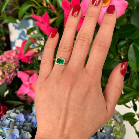 Smaragd Ring mit Brillanten in Gelbgold 585
