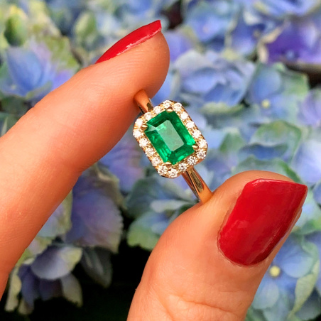 Smaragd Ring mit Brillanten in Gelbgold 585