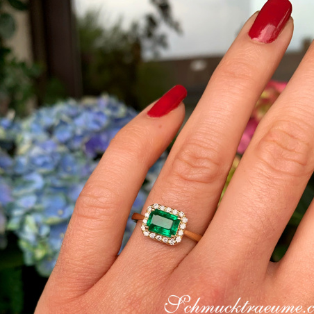 Smaragd Ring mit Brillanten in Gelbgold 585