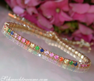 Bildschönes Multicolor Saphir Tennisarmband