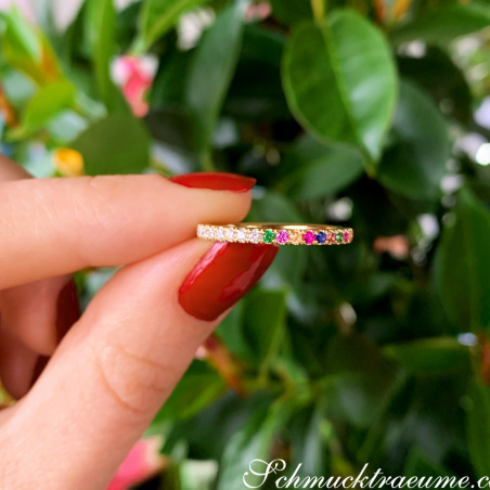Wandelbarer Brillanten Memory Ring mit Multicolor Saphiren