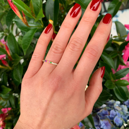 Wandelbarer Brillanten Memory Ring mit Multicolor Saphiren
