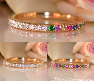 Wandelbarer Brillanten Memory Ring mit Multicolor Saphiren
