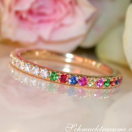 Wandelbarer Brillanten Memory Ring mit Multicolor Saphiren