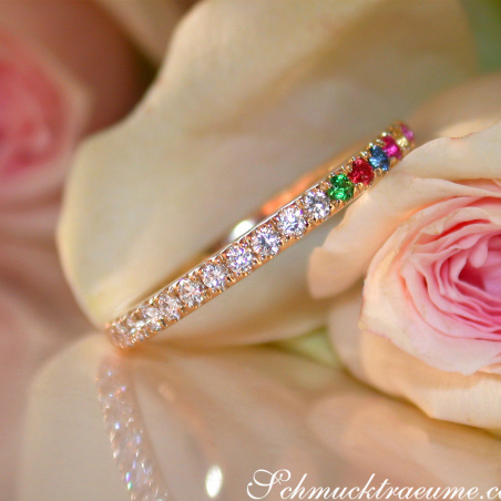 Wandelbarer Brillanten Memory Ring mit Multicolor Saphiren
