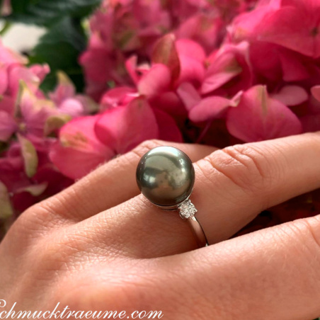 Tahitiperle Ring mit Brillanten