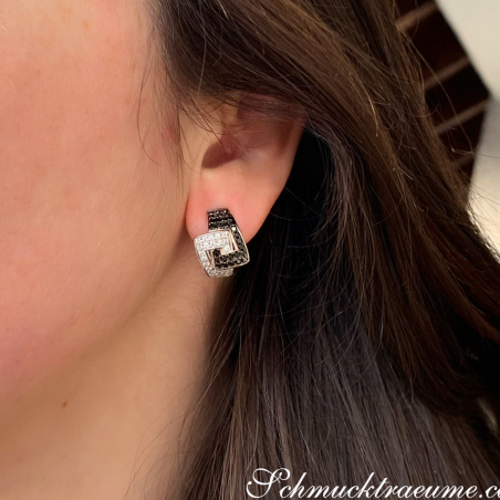 Extravagant Black & White Diamond Belt Earrings