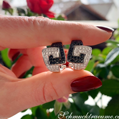 Extravagant Black & White Diamond Belt Earrings