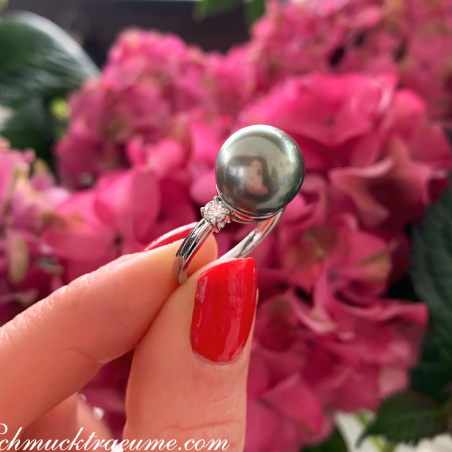 Tahitiperle Ring mit Brillanten