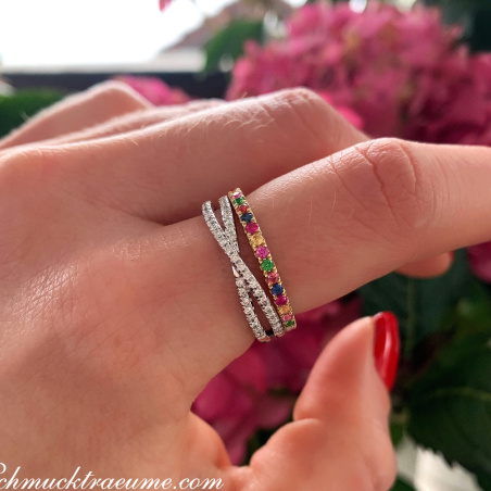 Extra Thin Crossover Diamond Ring