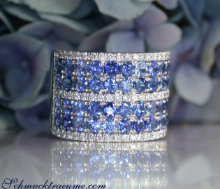 Prächtiger Saphir Ring "Melange" mit Brillanten
