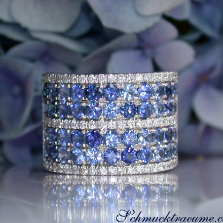 Prächtiger Saphir Ring "Melange" mit Brillanten