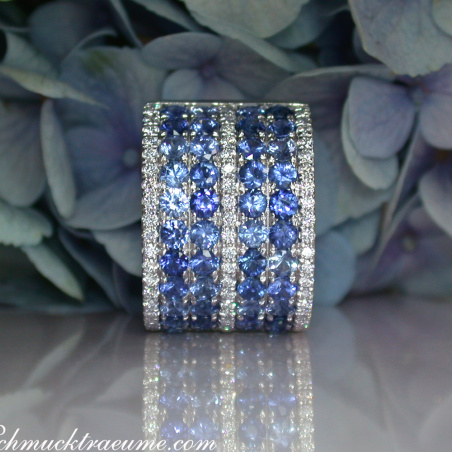 Prächtiger Saphir Ring "Melange" mit Brillanten
