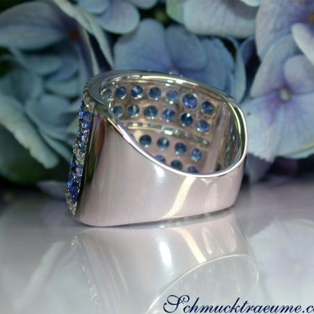 Prächtiger Saphir Ring "Melange" mit Brillanten