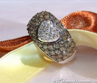 Natural Brown & White Diamond Heart Ring