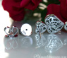 Herz Ohrstecker mit schwarzen und weißen Diamanten