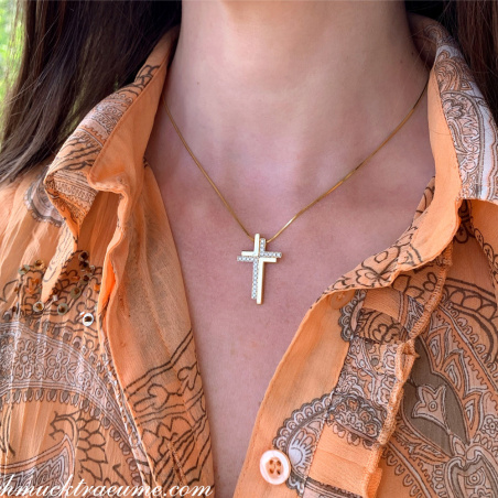 Brillanten Kreuz Anhänger in Gelbgold 750