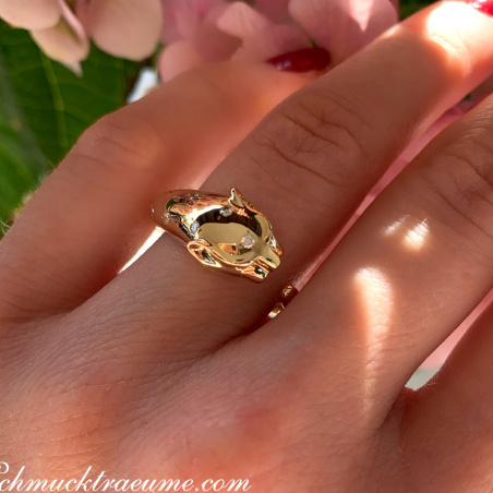Attraktiver Brillanten Panther Ring in Gelbgold 750