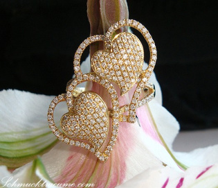 Feminine Diamond Double Heart Ring