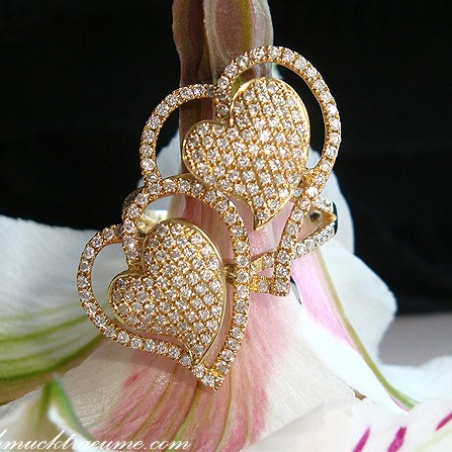 Feminine Diamond Double Heart Ring