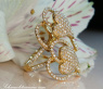 Feminine Diamond Double Heart Ring