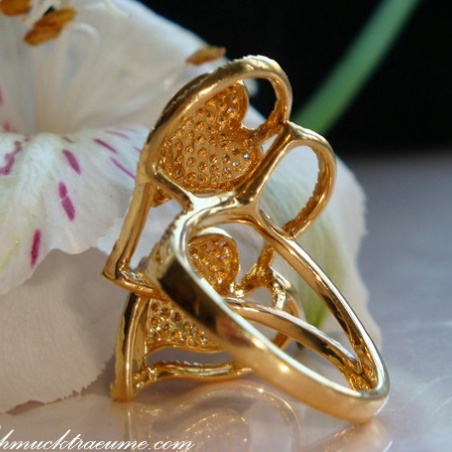 Feminine Diamond Double Heart Ring