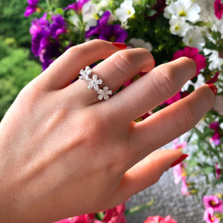 Femininer Diamanten Blüten Ring "Flowers"