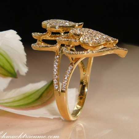 Feminine Diamond Double Heart Ring