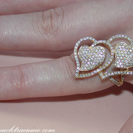 Feminine Diamond Double Heart Ring