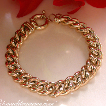 Gold Pur: Stattliches Rundpanzer Armband in Gelbgold 585