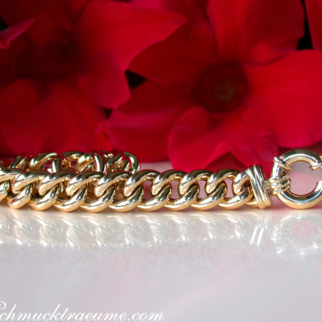 Gold Pur: Stattliches Rundpanzer Armband in Gelbgold 585