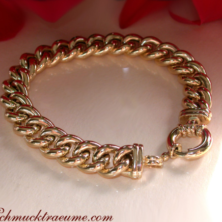 Gold Pur: Stattliches Rundpanzer Armband in Gelbgold 585