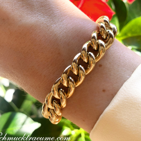 Gold Pur: Stattliches Rundpanzer Armband in Gelbgold 585