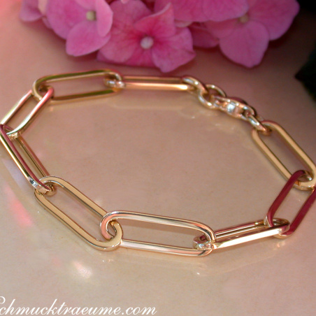 Paperclip Glieder Armband in Gelbgold 585