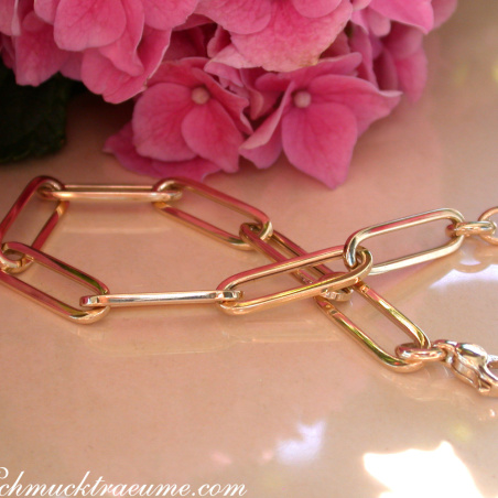 Paperclip Glieder Armband in Gelbgold 585