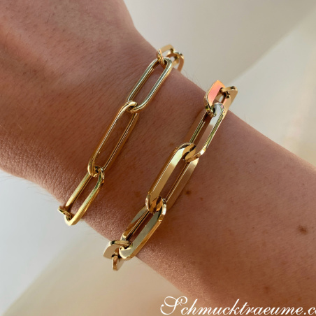 Paperclip Glieder Armband in Gelbgold 585