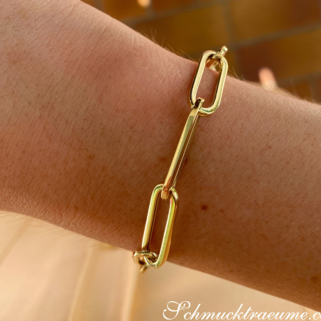 Paperclip Glieder Armband in Gelbgold 585