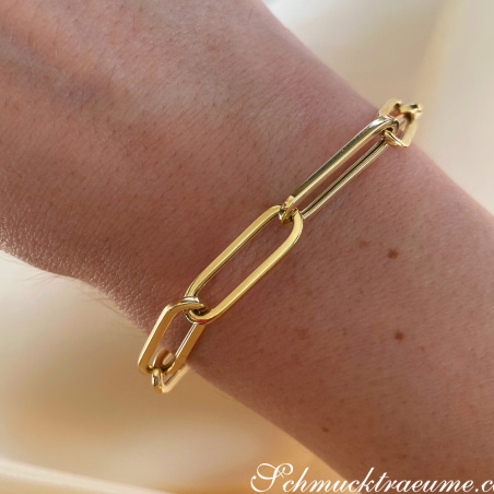 Gold Pur: Edles Paper Clip Armband in Gelbgold 585