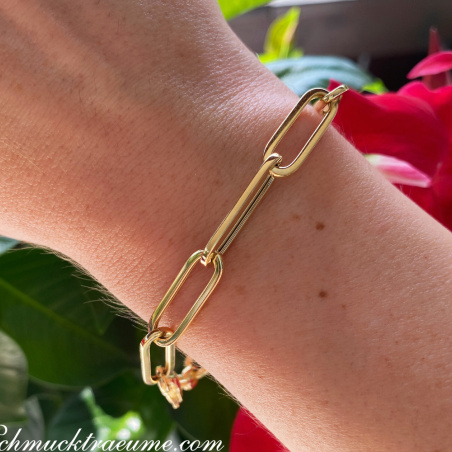 Gold Pur: Edles Paper Clip Armband in Gelbgold 585