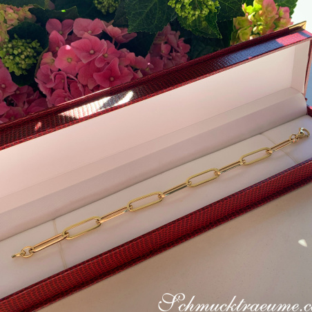 Gold Pur: Edles Paper Clip Armband in Gelbgold 585