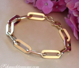 Gold Pur: Stattliches Paperclip Armband in Gelbgold 585