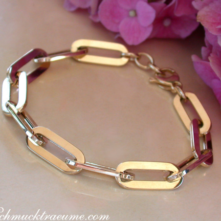 Gold Pur: Stattliches Paperclip Armband in Gelbgold 585