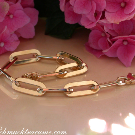 Gold Pur: Stattliches Paperclip Armband in Gelbgold 585