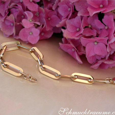Gold Pur: Stattliches Paperclip Armband in Gelbgold 585