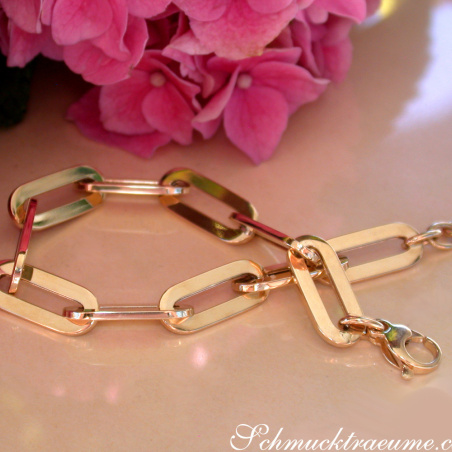 Gold Pur: Stattliches Paperclip Armband in Gelbgold 585