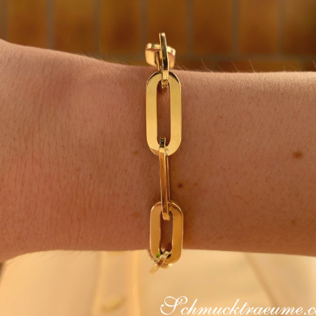 Gold Pur: Stattliches Paperclip Armband in Gelbgold 585