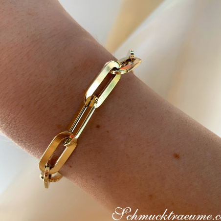 Gold Pur: Stattliches Paperclip Armband in Gelbgold 585