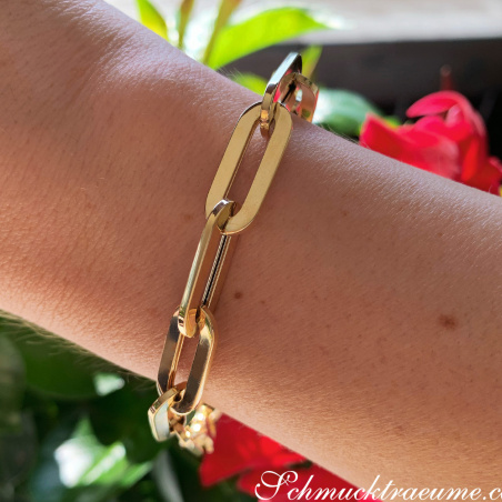 Gold Pur: Stattliches Paperclip Armband in Gelbgold 585