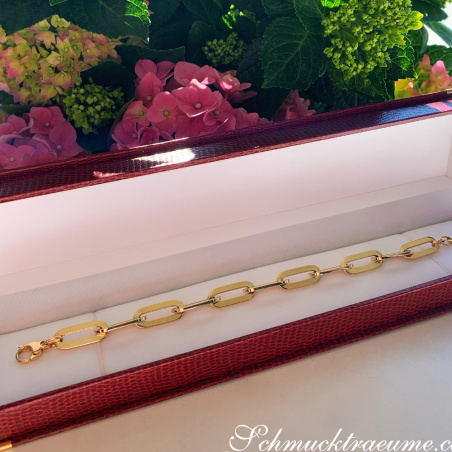 Gold Pur: Stattliches Paperclip Armband in Gelbgold 585