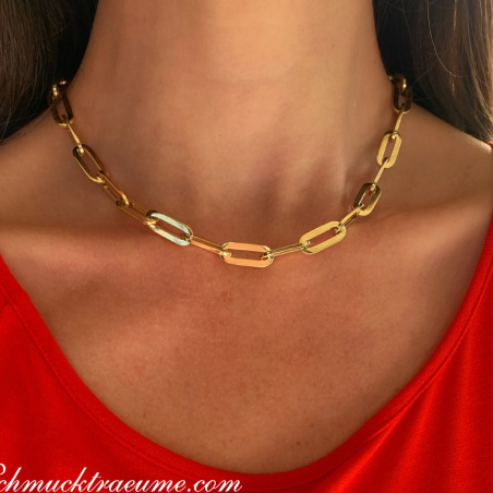 Gold Pur: Stattliches Paperclip Armband in Gelbgold 585